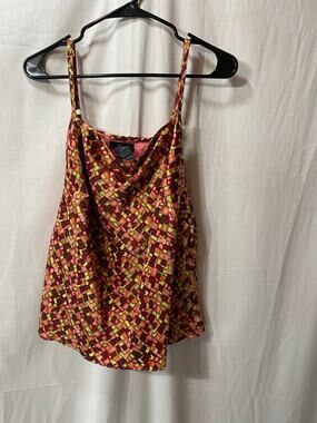 Emme Y2K 100% Silk Colorful Geo Print Going Out Clubbing Cami 14